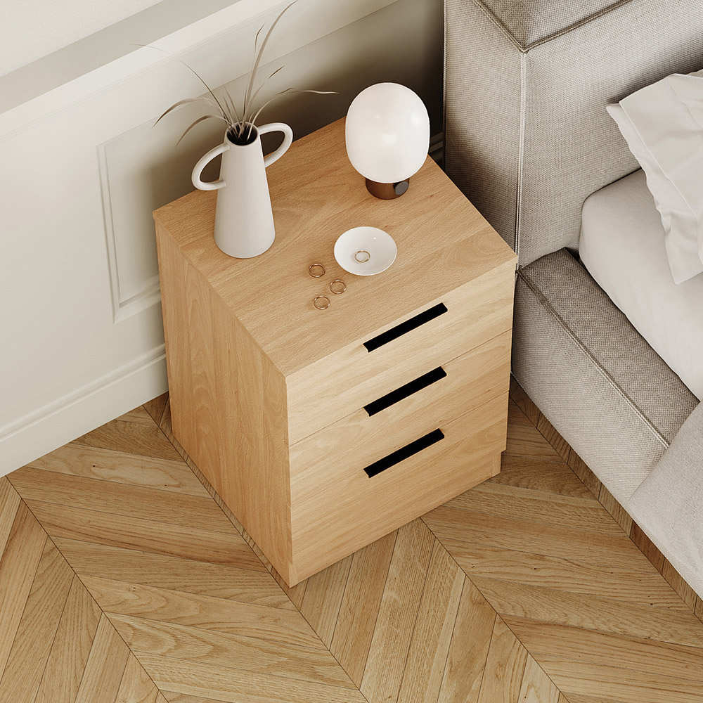VIDA DESIGNS Terga 3 Drawer Pine Bedside Cabinet Image 4