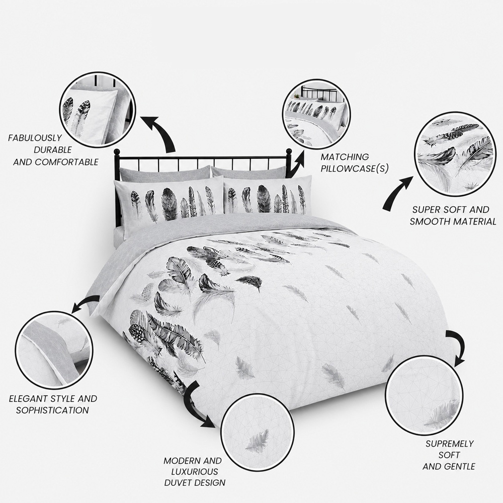 Smart Living Double White Feathers Duvet Set Image 7