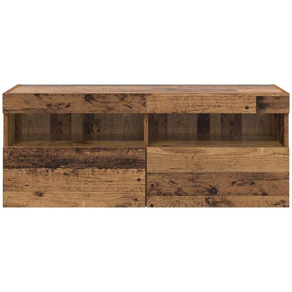 vidaXL 2 Door 2 Shelf Old Wood Wall Mounted Wide TV Cabinet with LED Light Image 7