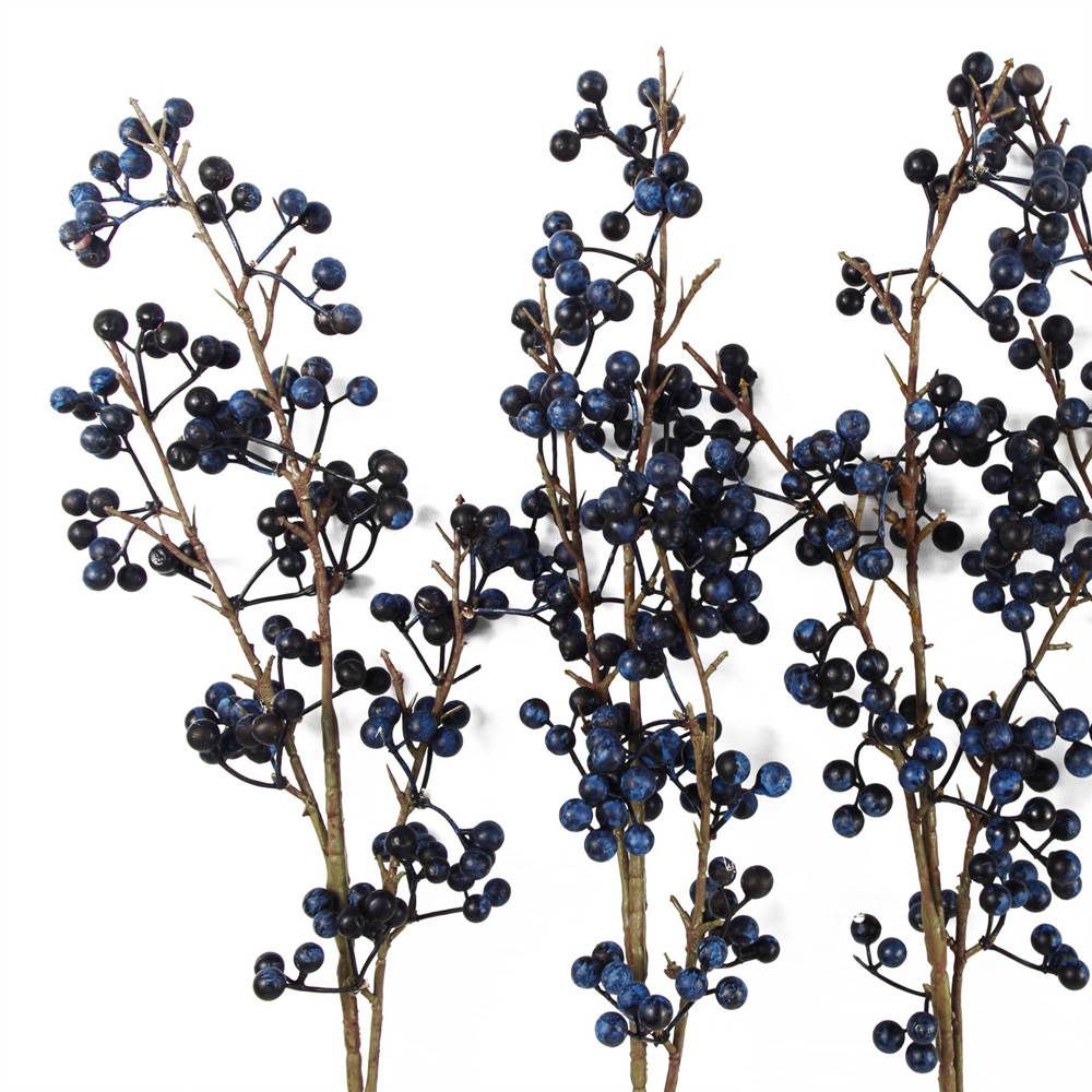 Leaf Artificial Blue Christmas Berry Spray 70cm Image 6