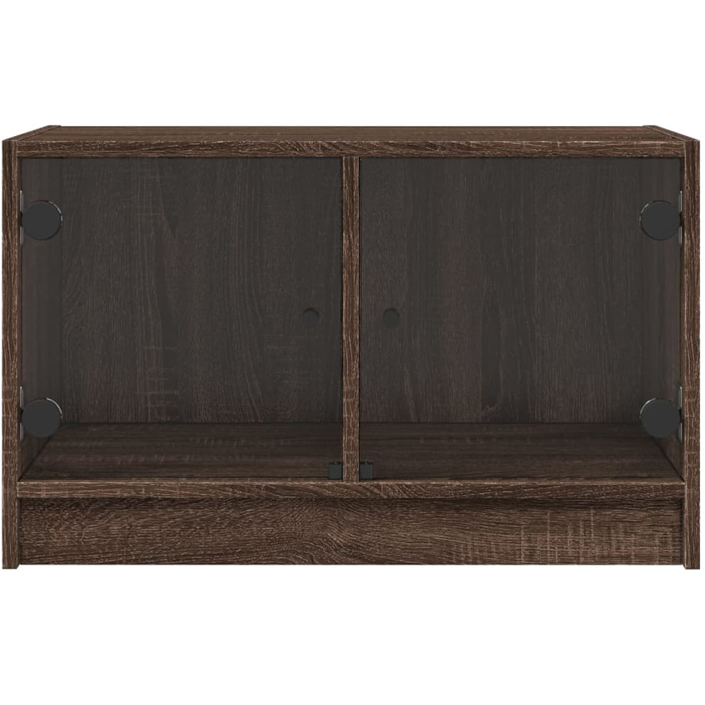 vidaXL 2 Glass Door Brown Oak Wooden TV Cabinet Image 3