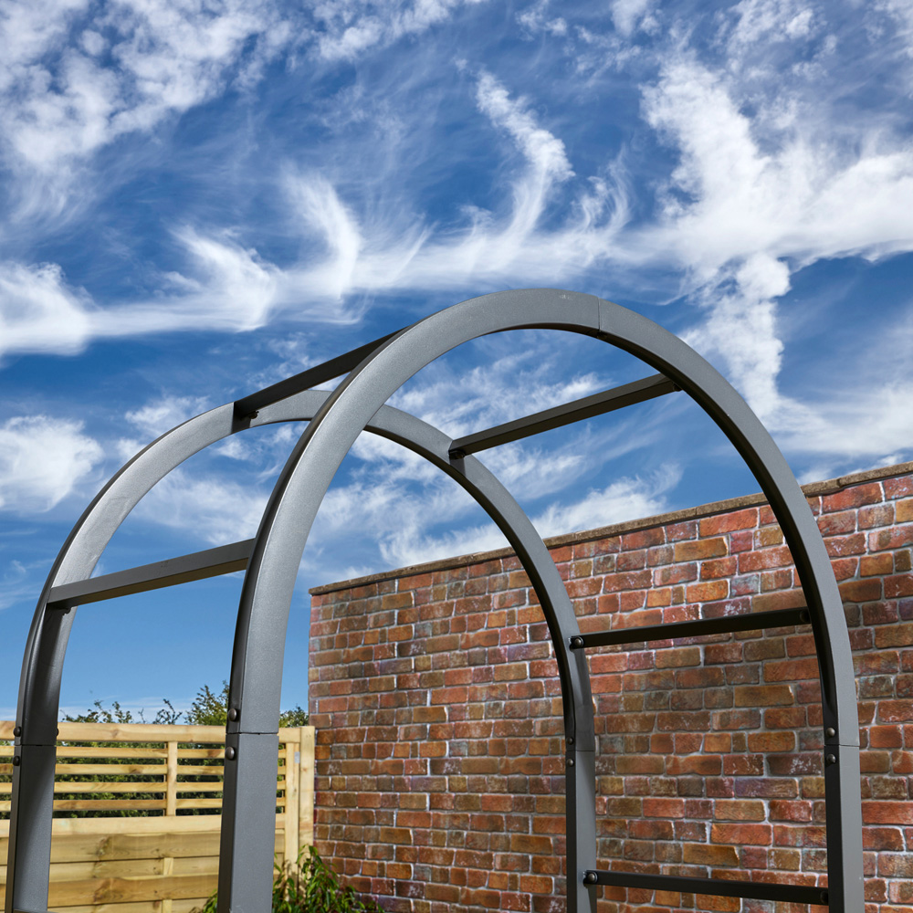 Rowlinson Ravello 3.5 x 2ft Gunmetal Grey Steel Round Top Arch Image 3