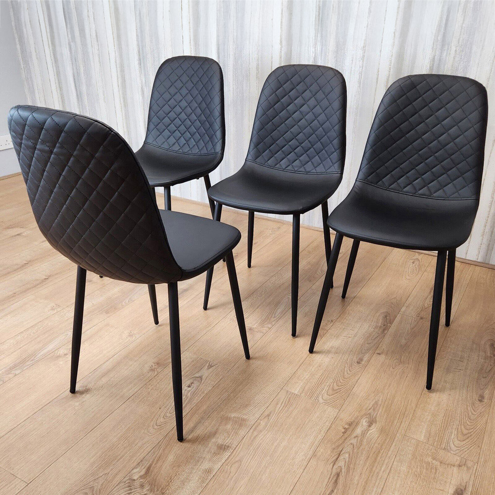 Denver Set of 4 Black Leather Dining Chairs Image 1