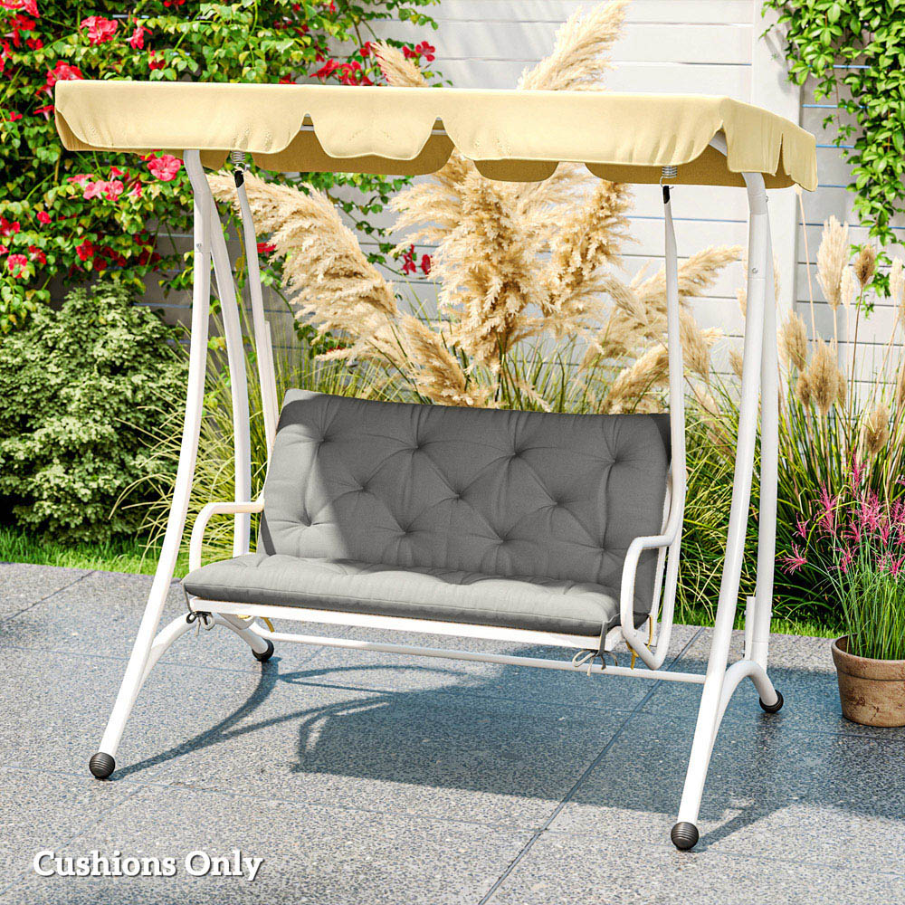 Outsunny 2 Seater Light Grey Garden Bench Cushion with Ties 49 x 100cm Image 3