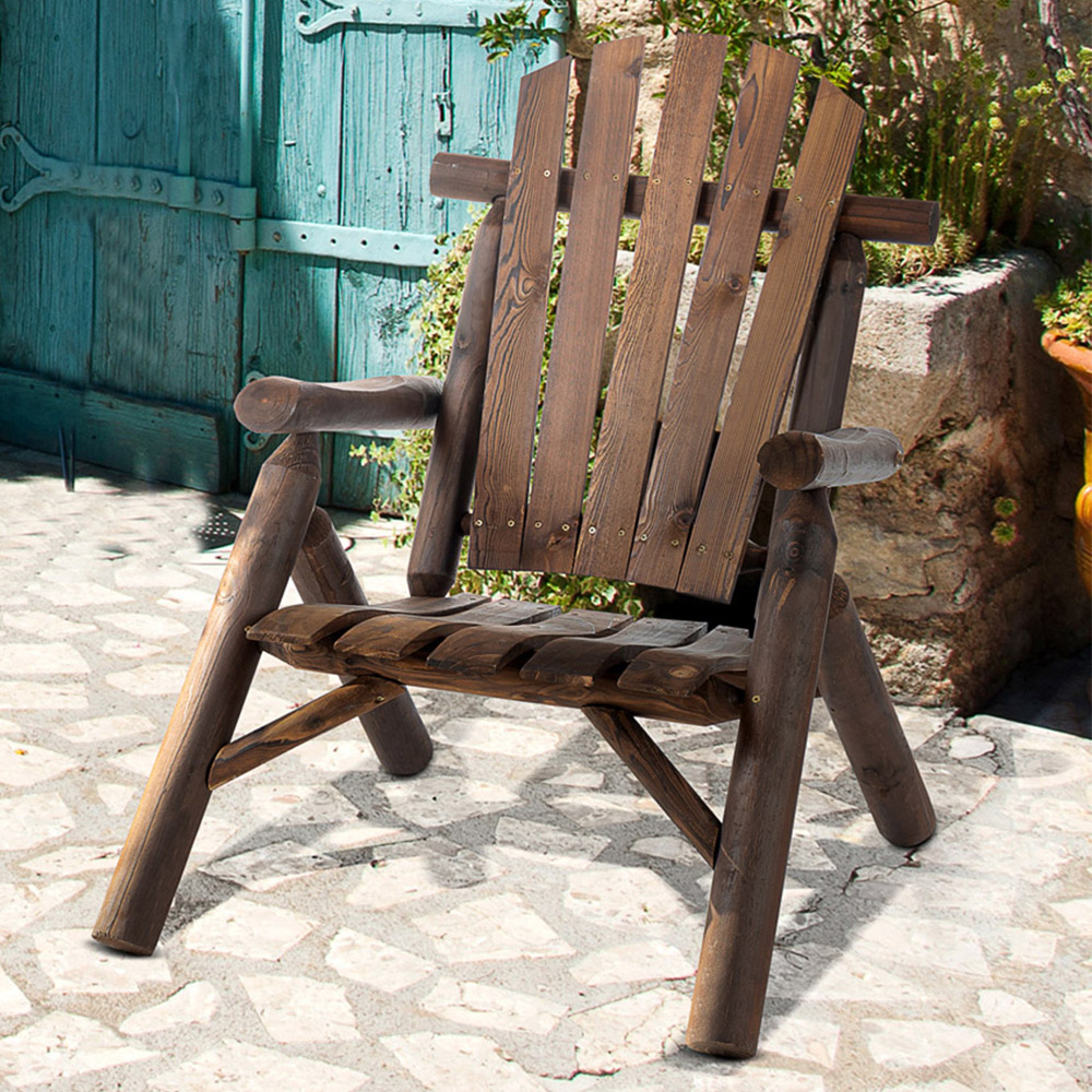Outsunny Carbonized Fir Wood Adirondack Chair Image 1