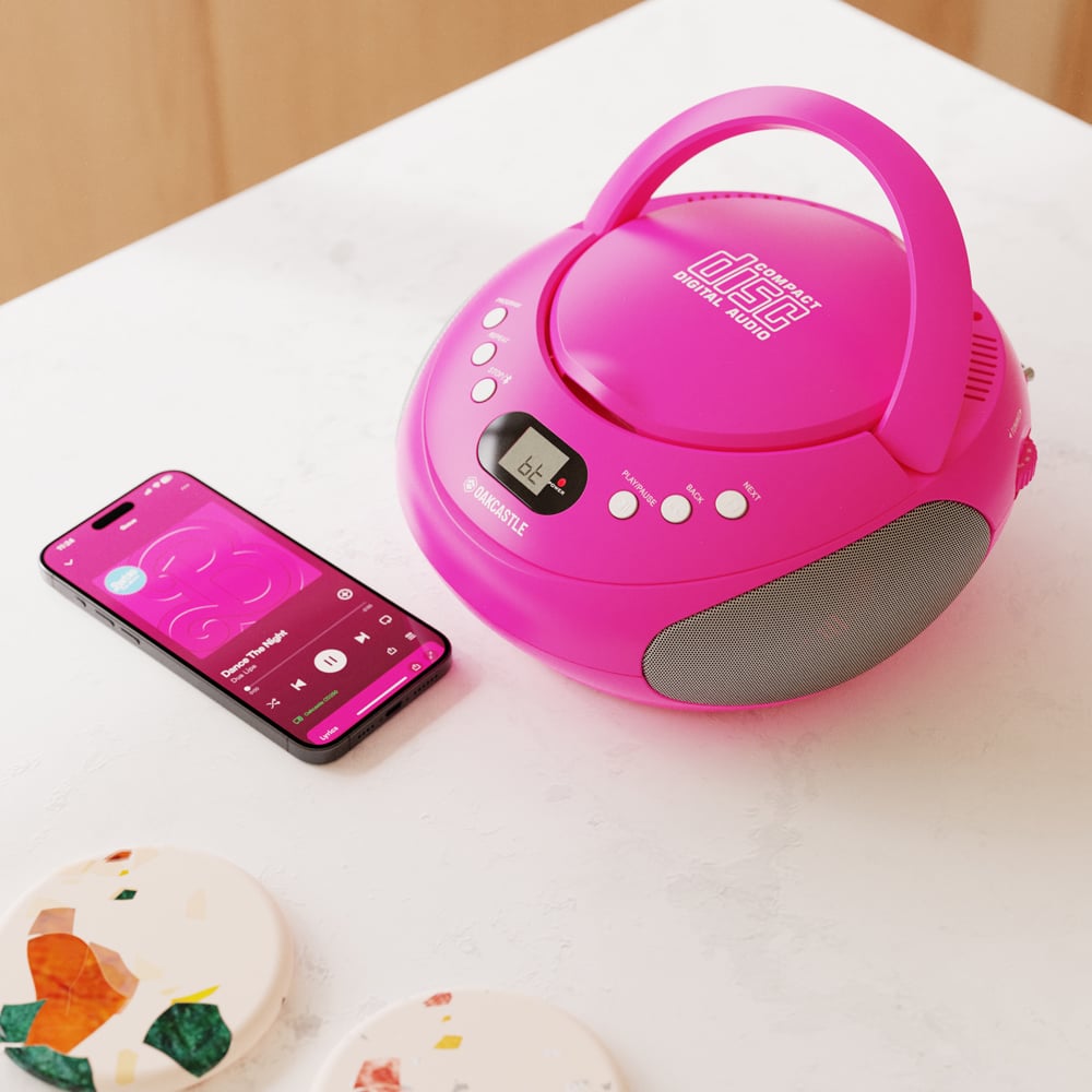 Oakcastle CD250 Portable CD Player Boombox Pink Image 5