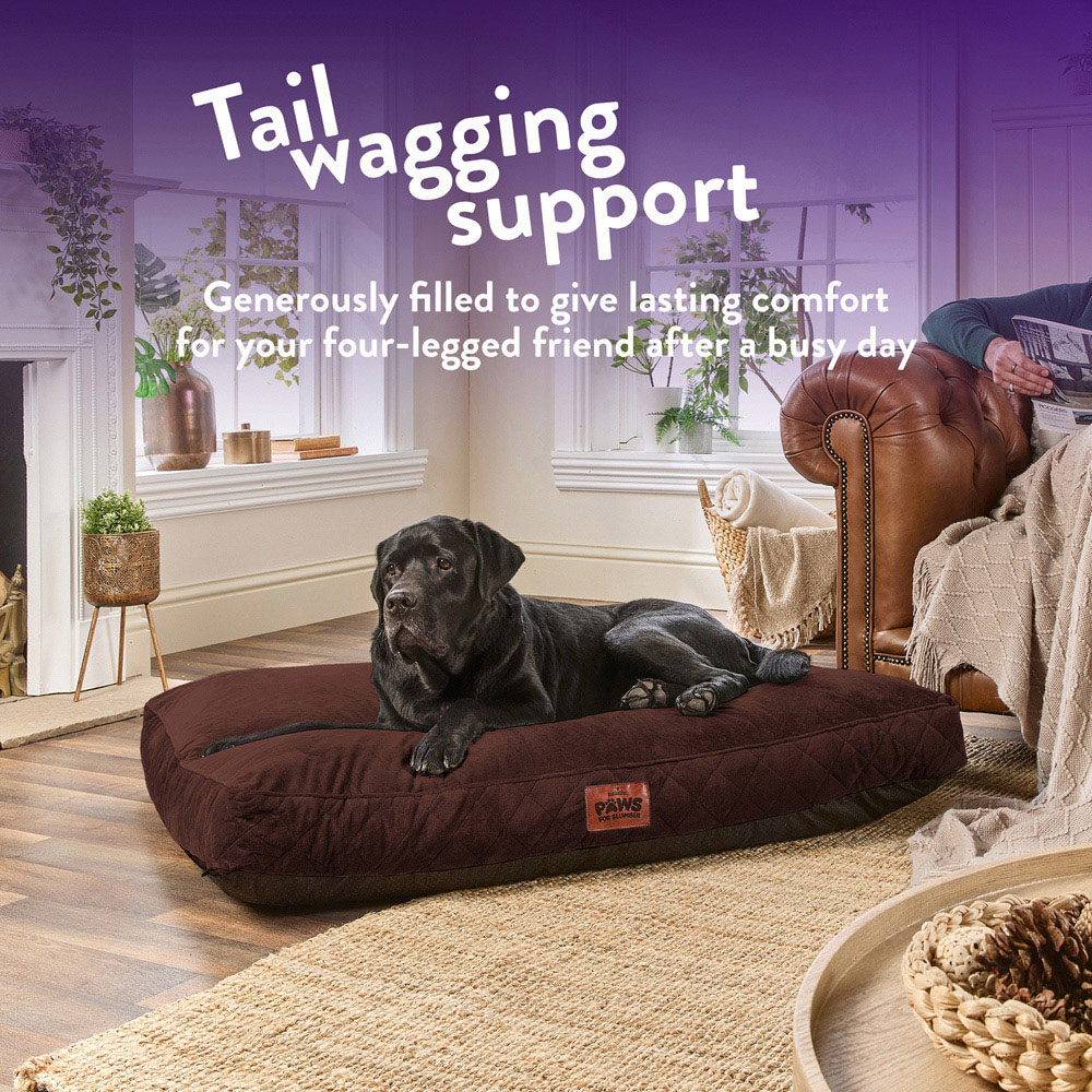 Slumberdown Extra Large Chocolate Brown Padded Pet Bed Image 3