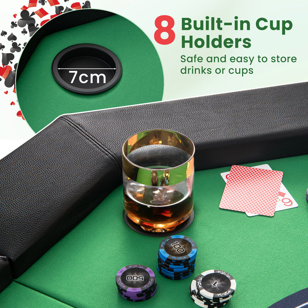 Costway 8 Player Green Foldable Poker Table 130cm Image 6