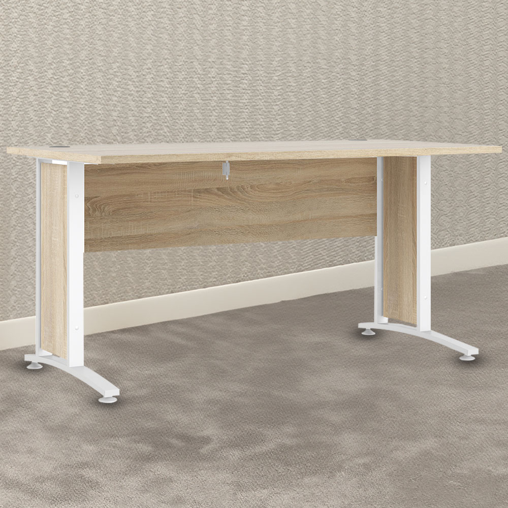 Florence Wooden and Steel 150cm Desk Oak and White Image 1