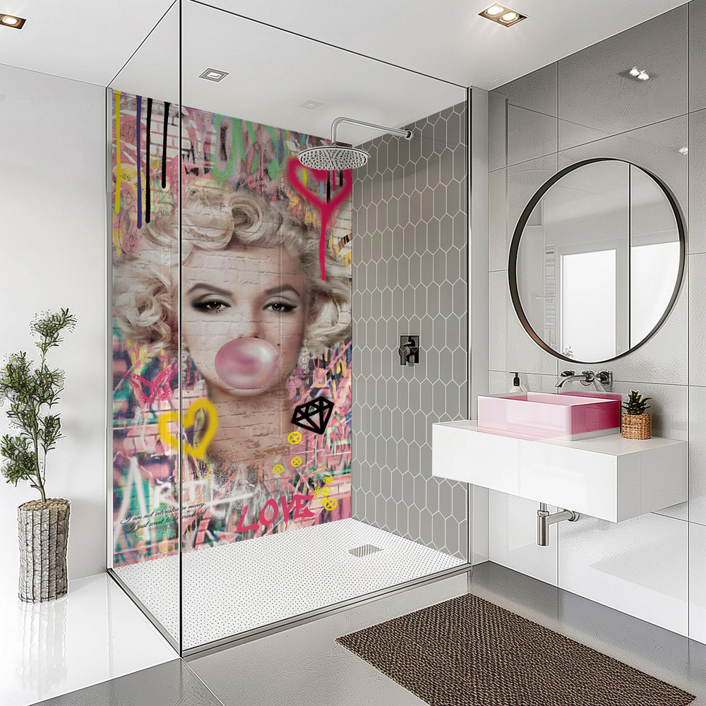 Splashbax Premium Artisan Marilyn Bubblegum Di Bond Shower Panel 2400 x 800mm Image 5