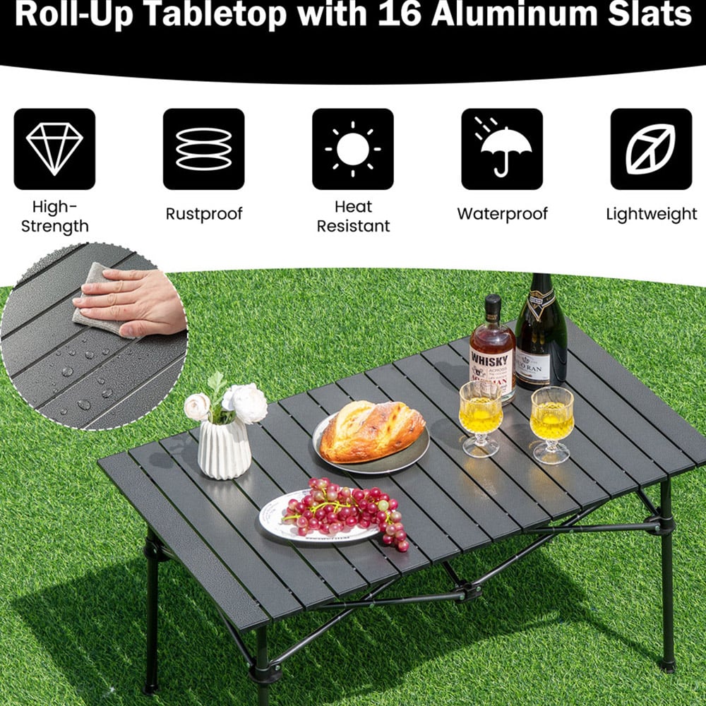 Costway 6 Seater Black Aluminium Folding Camping Table Image 7