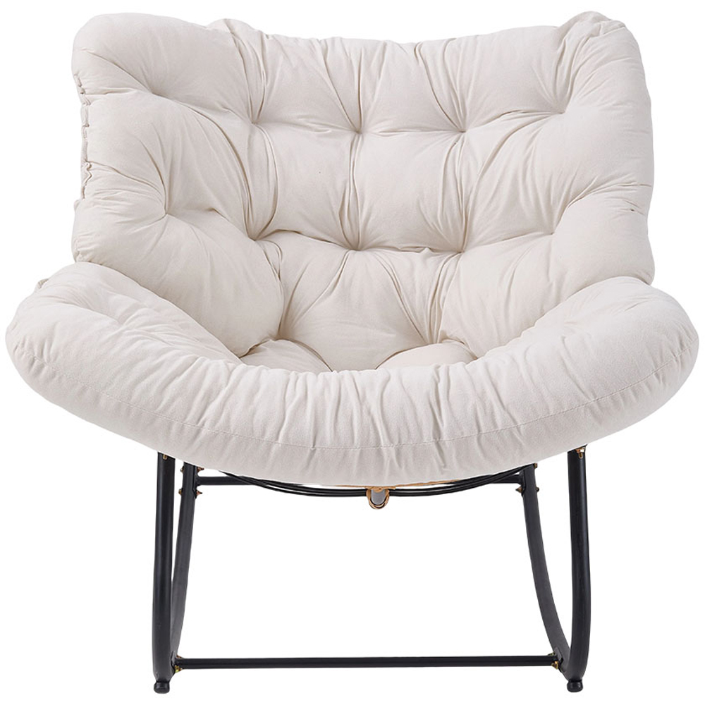 Living and Home White Cushion PE Rattan Rocking Chair Image 4