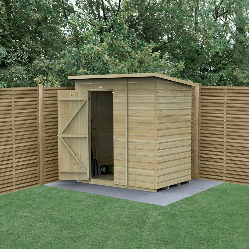 Forest Garden Beckwood 6 x 4ft Single Door Shiplap Pent Shed Image 2