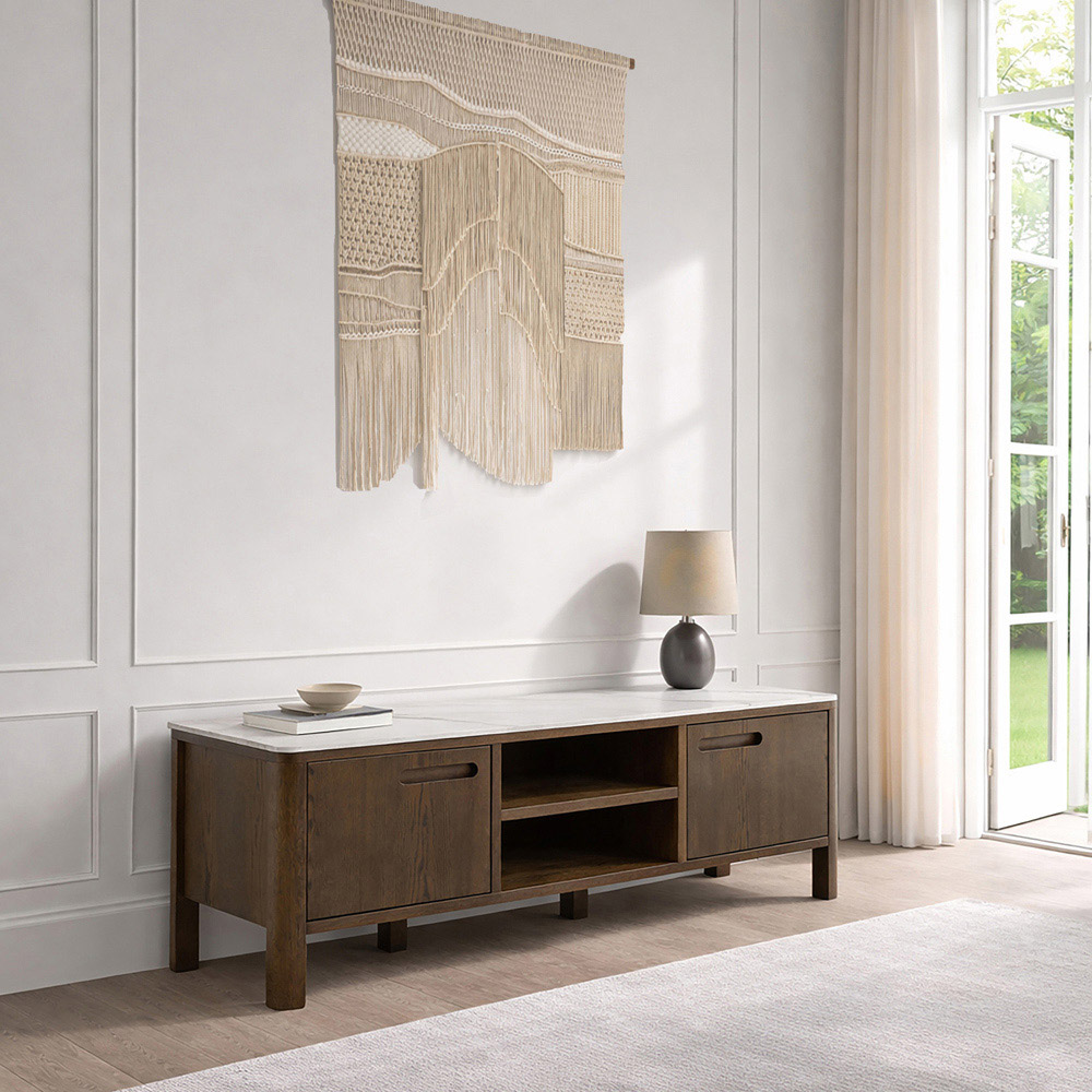 Florence Southampton 2 Door 2 Shelf Ceramic Cream TV Unit Image 9