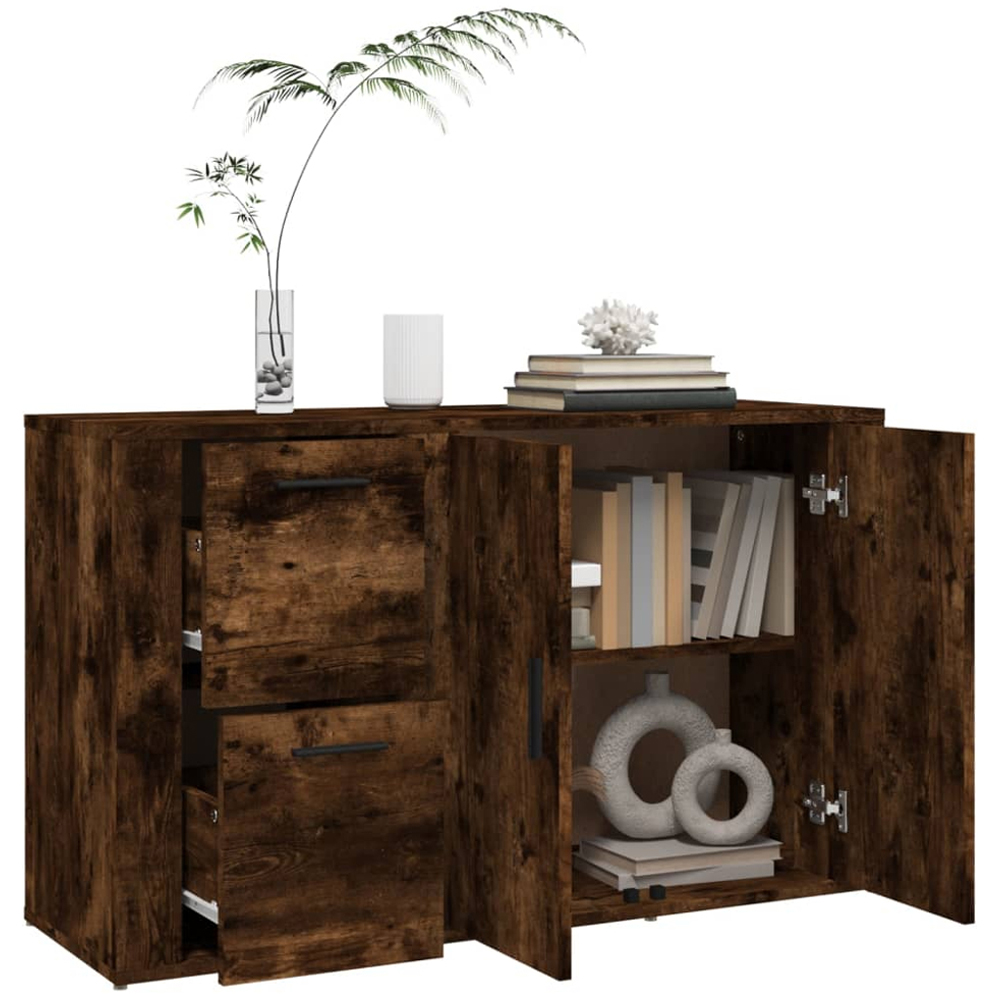 vidaXL 2 Door 2 Drawer Smoked Oak Sideboard Image 5