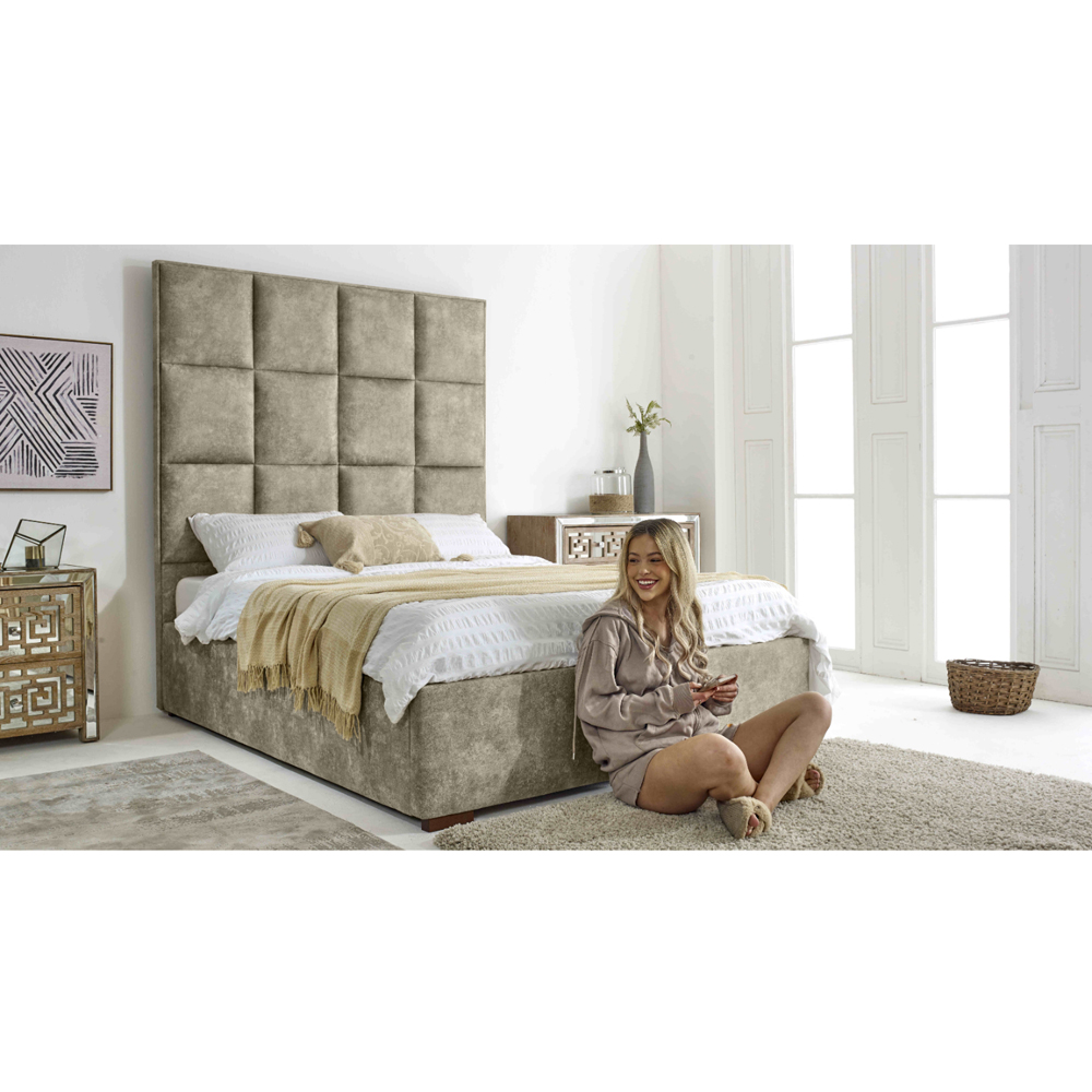 Eleganza Madelyn King Size Pearl Oakland Fabric Bed Frame Image 6