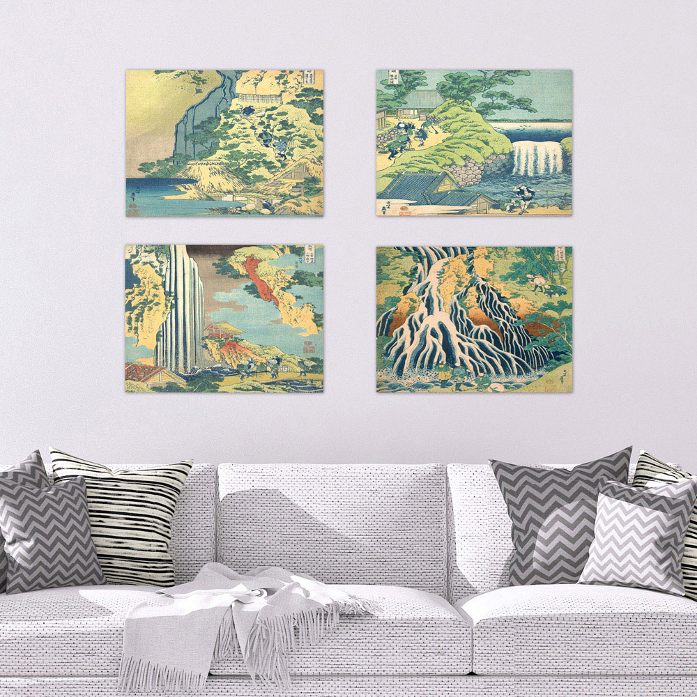 Artery8 Hokusai Tour Waterfalls Provinces Ono Wall Art Print 30 x 41cm 5 Pack Image 2