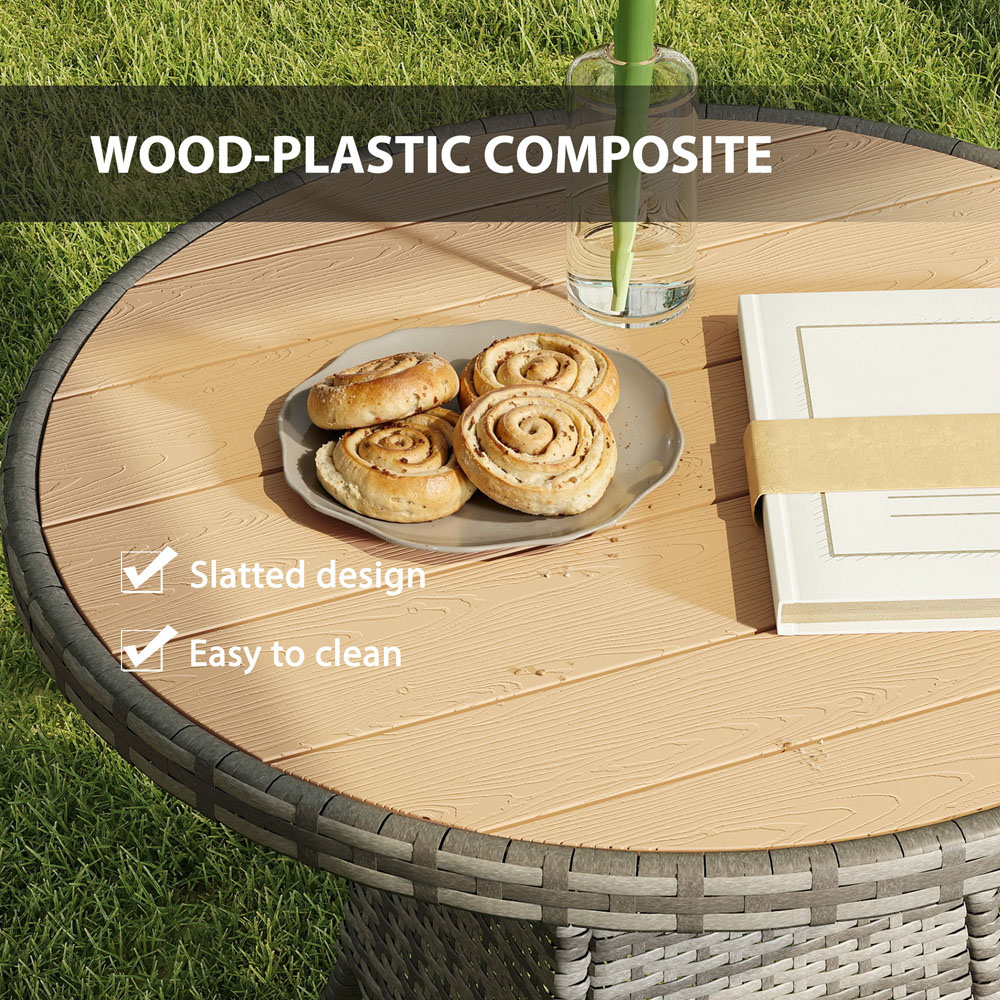 Outsunny 2 Seater PE Rattan Garden Dining Table Natural Image 4