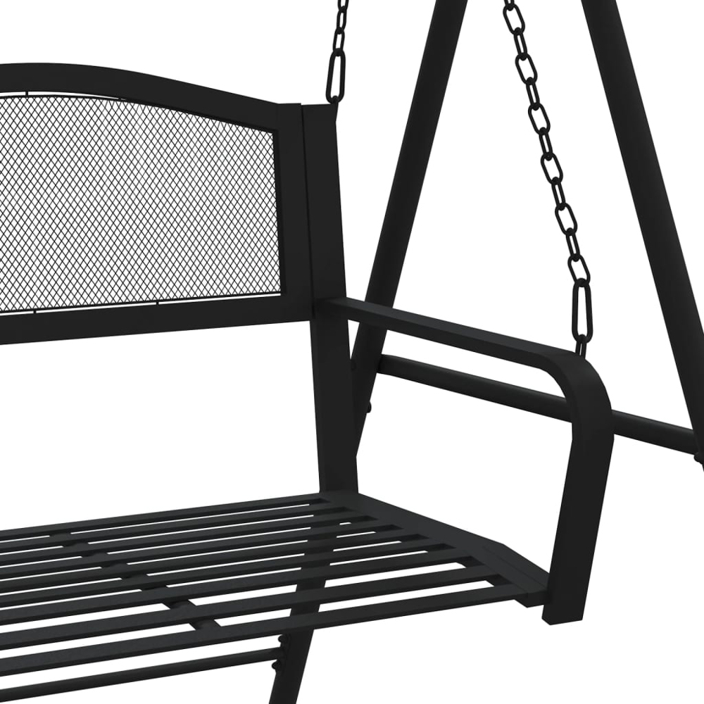 vidaXL 2 Seater Black Steel Swing Bench Image 6