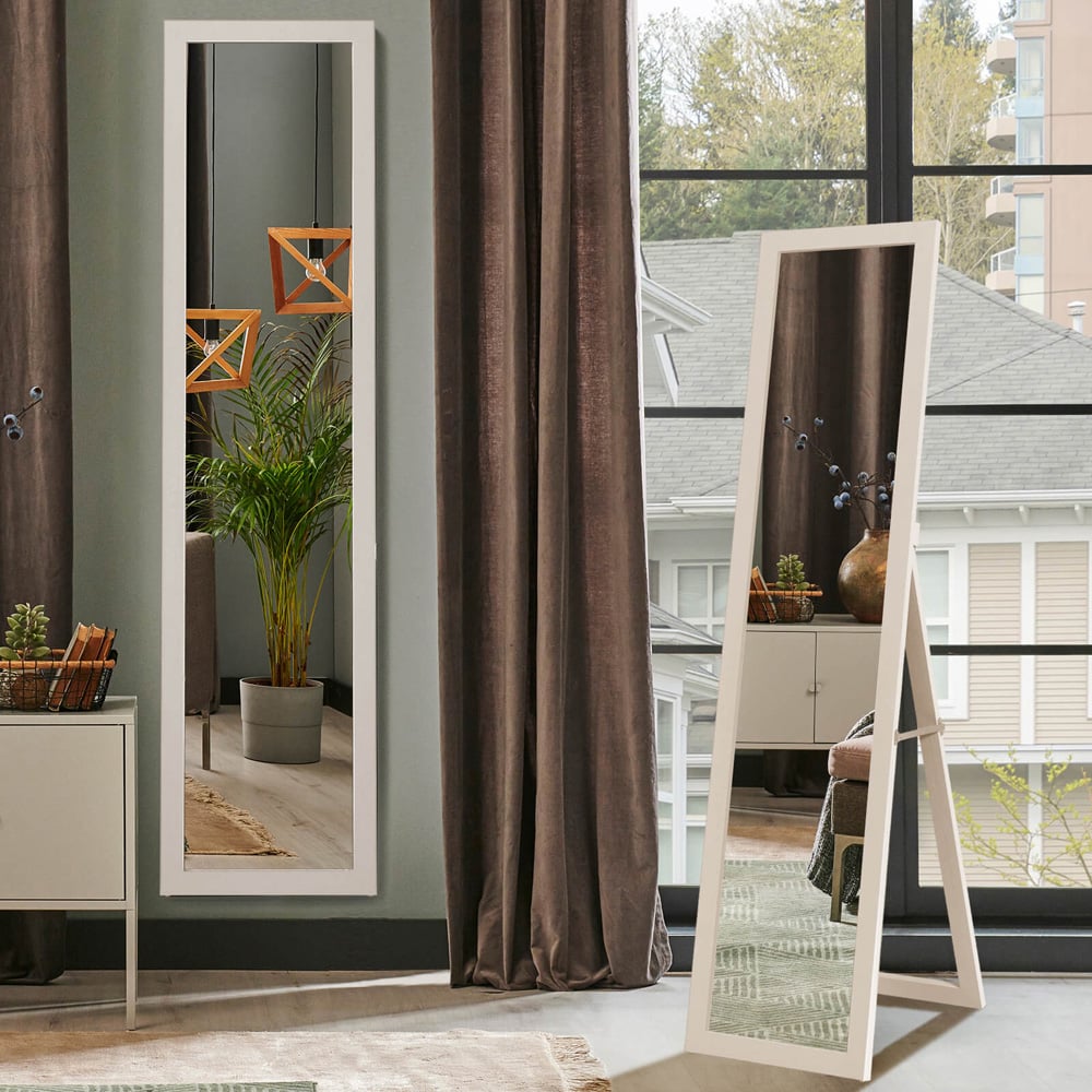 Costway White Wooden Full Length Mirror 153 x 37cm Image 2