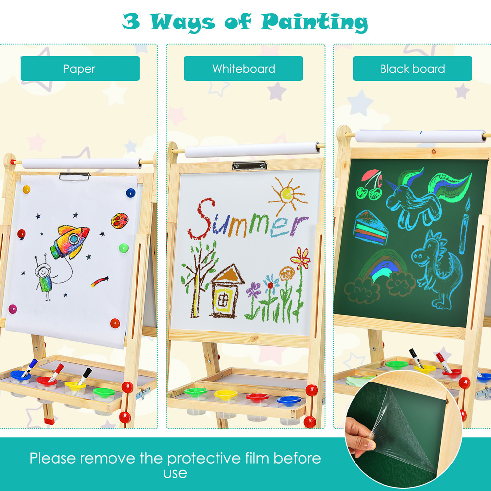 Costway Kids 3 in 1 Art Easel with Whiteboard Image 8