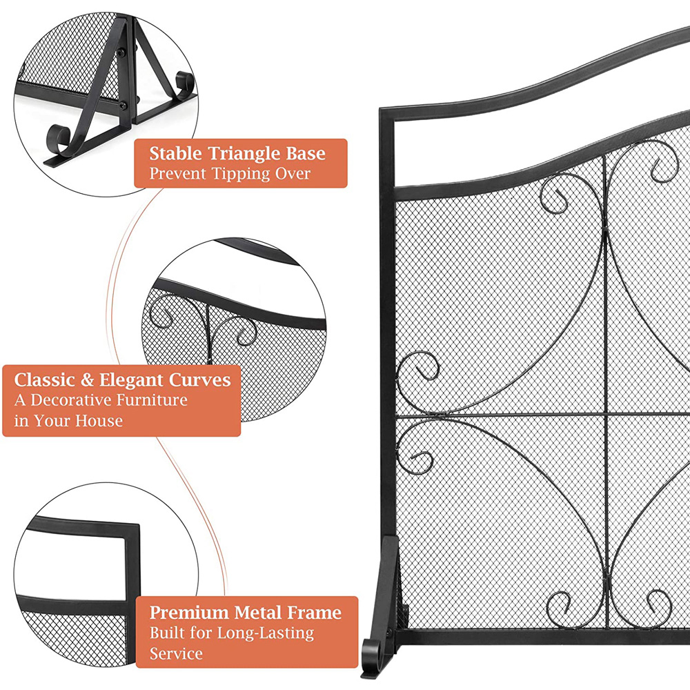 Costway Decorative Spark Flame Barrier with Metal Mesh Image 8
