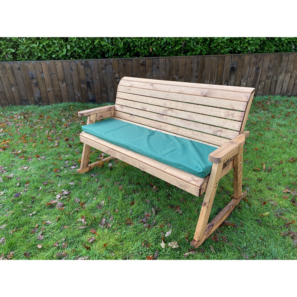 Charles Taylor 3 Seater Rocker Bench with Green Cushions Image 3