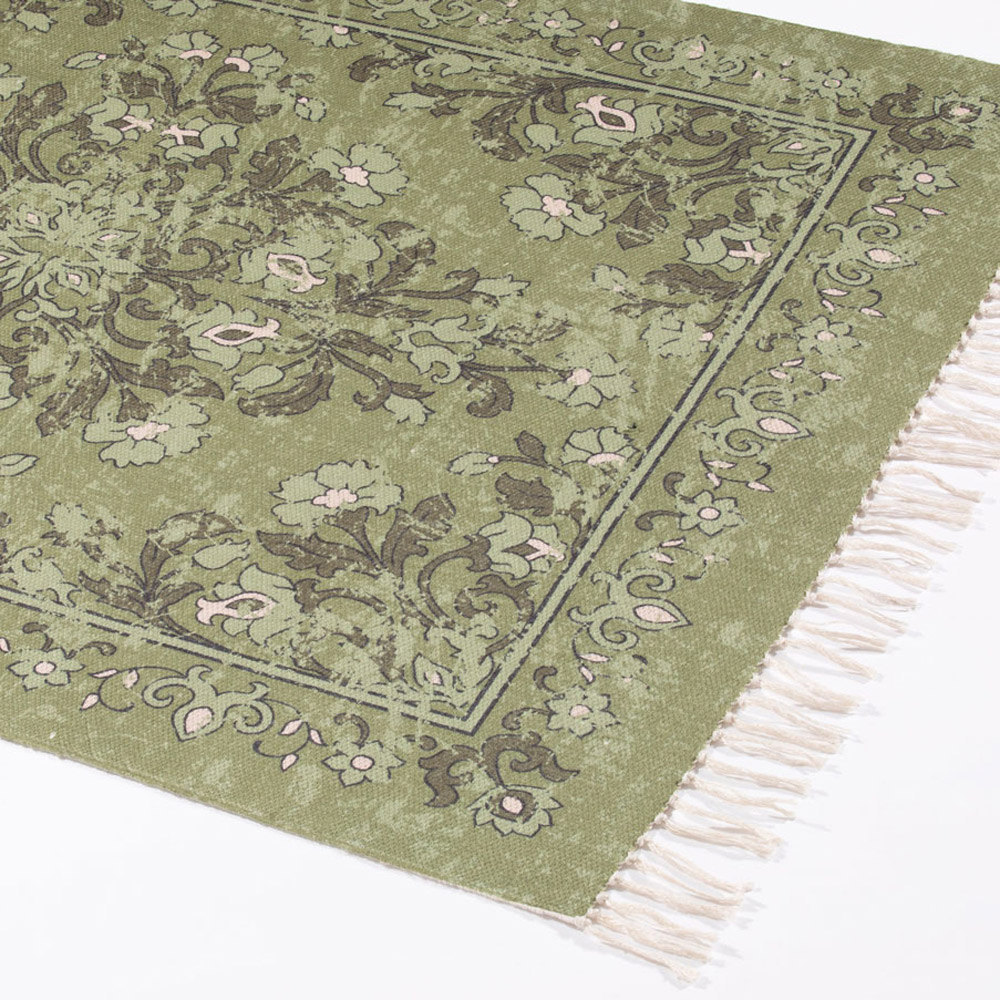 Esselle Home Kew Olive Antique Print Rug with Tassel 160 x 230cm Image 2
