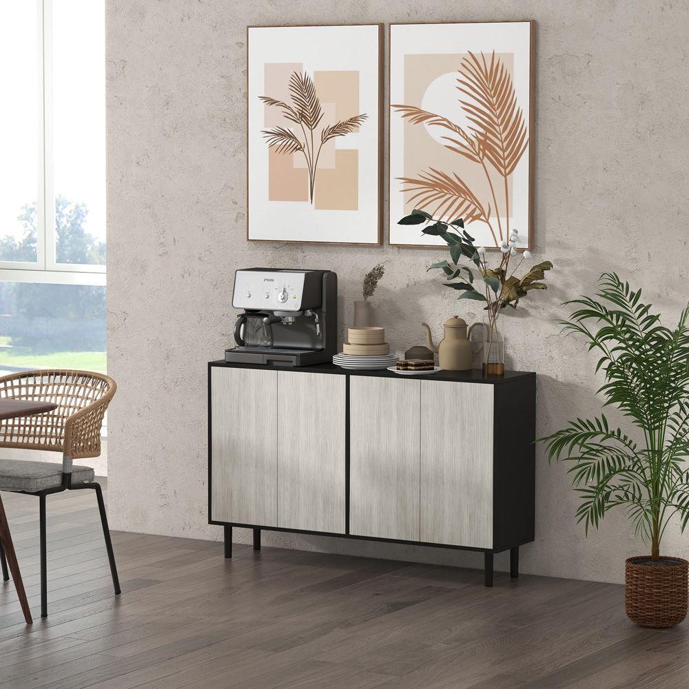 Portland 4 Door Black Kitchen Sideboard Image 4