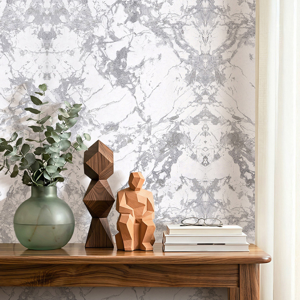 Living and Home Stone-Inspired Rectangle 3D Embossed Grey Non-Pasted Wallpaper Image 2