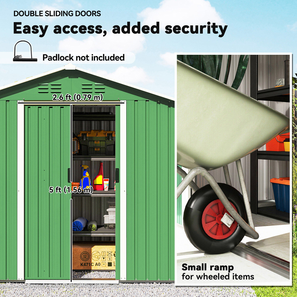 Outsunny 6 x 3.2ft Green Galvanised Steel Garden Storage Shed Image 5