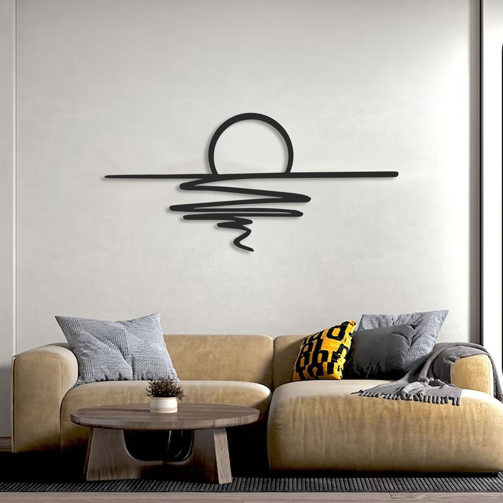 Decortie Sunset Minimalist Black Metal Line Art Wall Decor Image 2