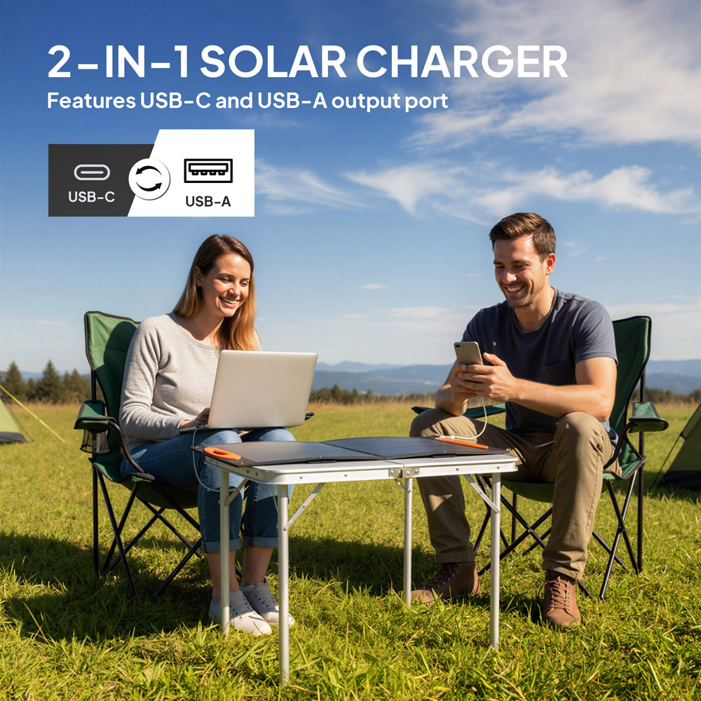 HOMCOM USB-A and USB-C Output Portable Solar Panel Charger 100W Image 4