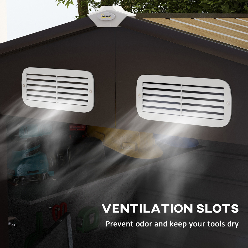 Outsunny 6.2 x 4.3ft Oak Garden Metal Shed with Vent Image 6