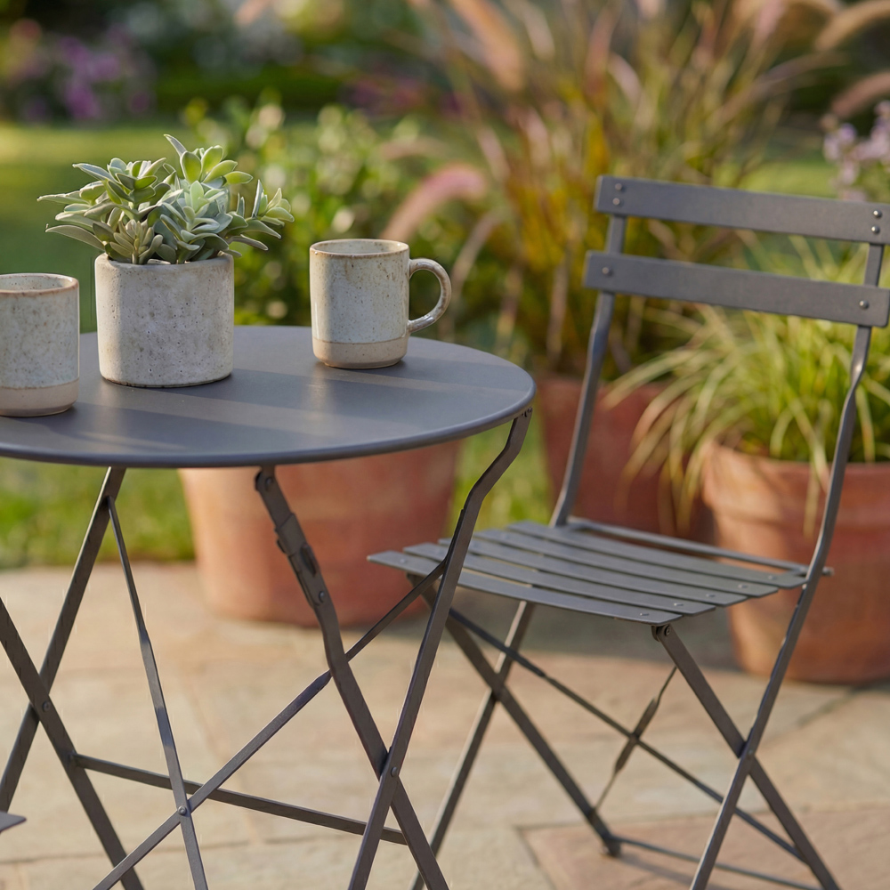 GARDEN VIDA Porto Metal 2 Seater Bistro Set Dark Grey Image 4