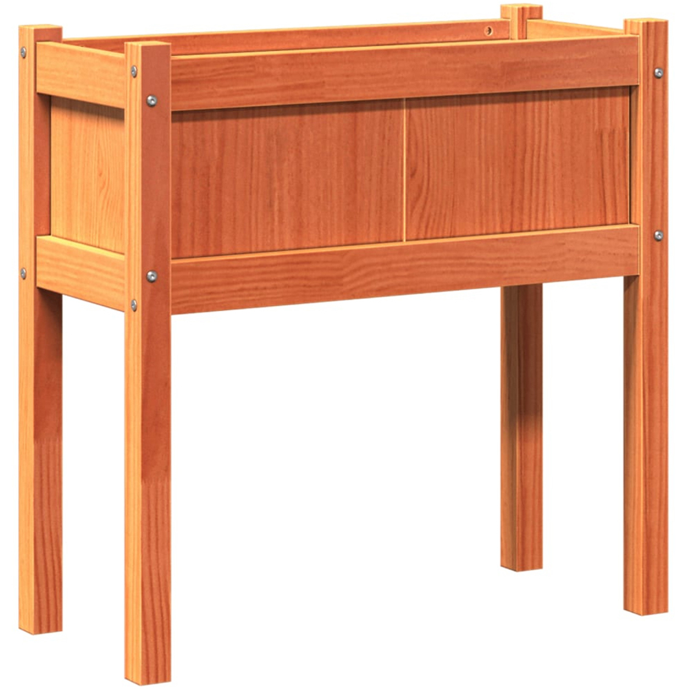 vidaXL Wax Brown Solid Pine Wood Raised Garden Planter with Legs 70 x 70 x 31cm Image 1