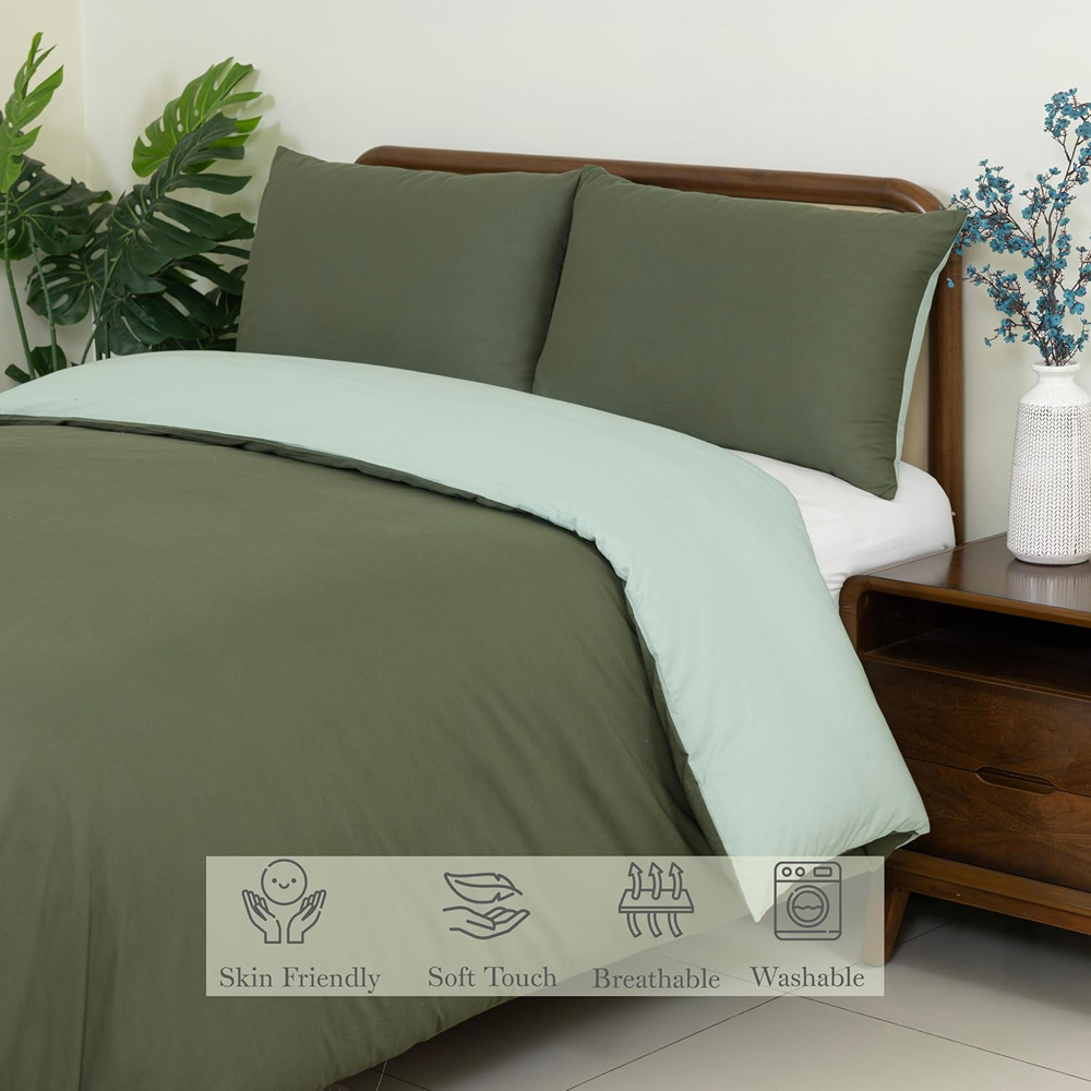 MHG Living King Size Forest Green Reversible Duvet Set Image 5