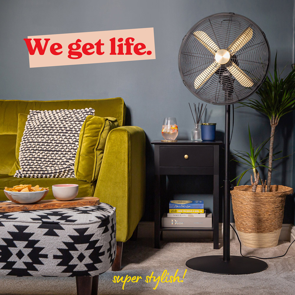 Russell Hobbs Brushed Gold and Black Oscillating Metal Pedestal Fan 16 inch Image 8
