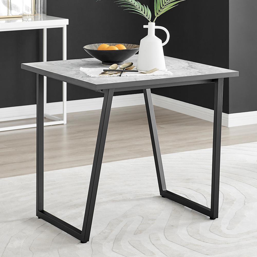 Furniturebox Copeland Cesano Marble Effect 2 Seater Dining Set White Cream and Chrome Image 2