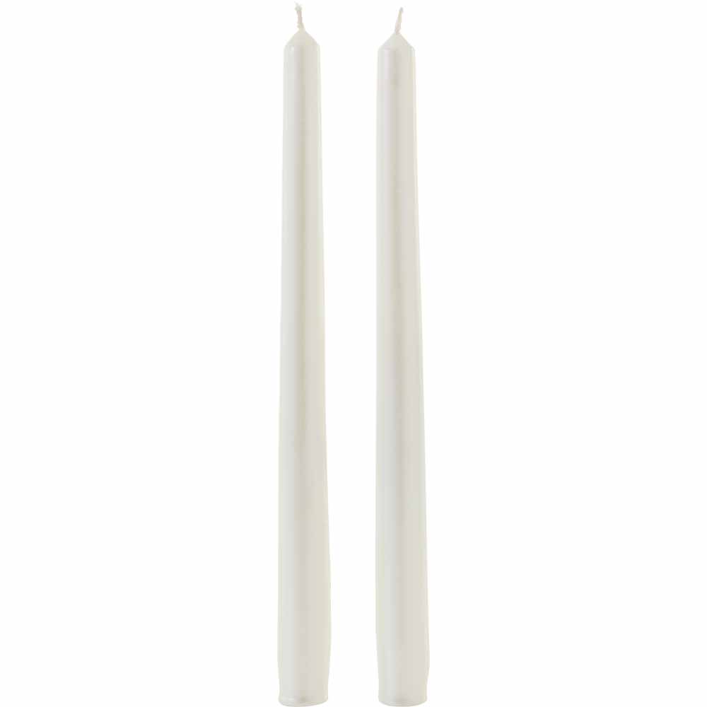 Wilko White Taper Candle 2 Pack Image 2