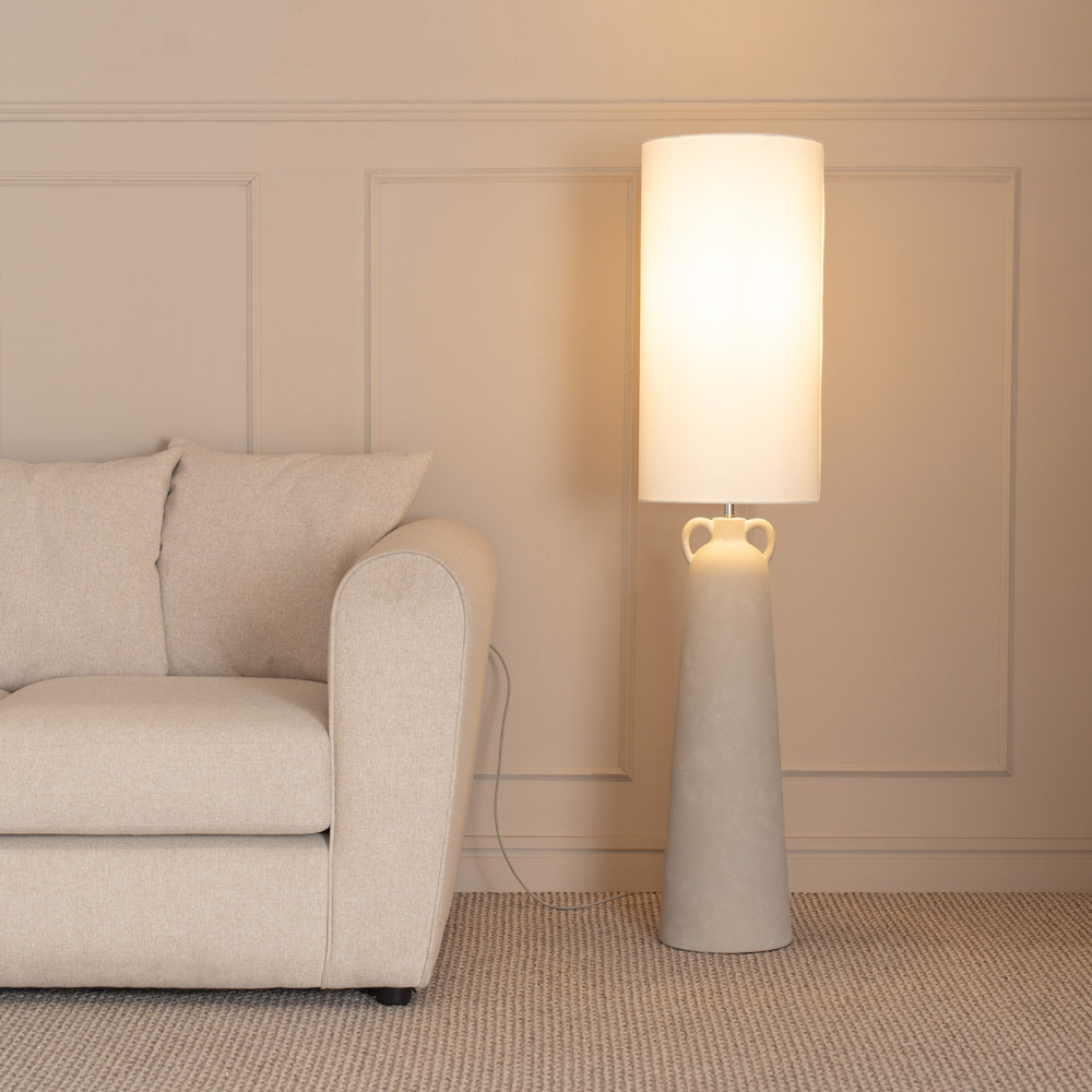 ValueLights Grayson Natural Ceramic Urn Style Midi LED Floor Lamp Image 2