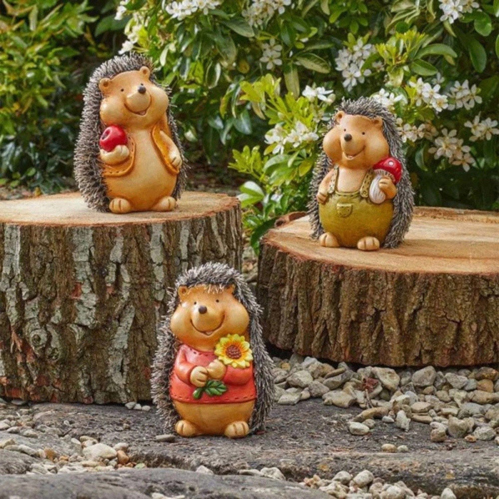 Garden Mile Mini Hedgehog Garden Ornament Set 3 Pack Image 2