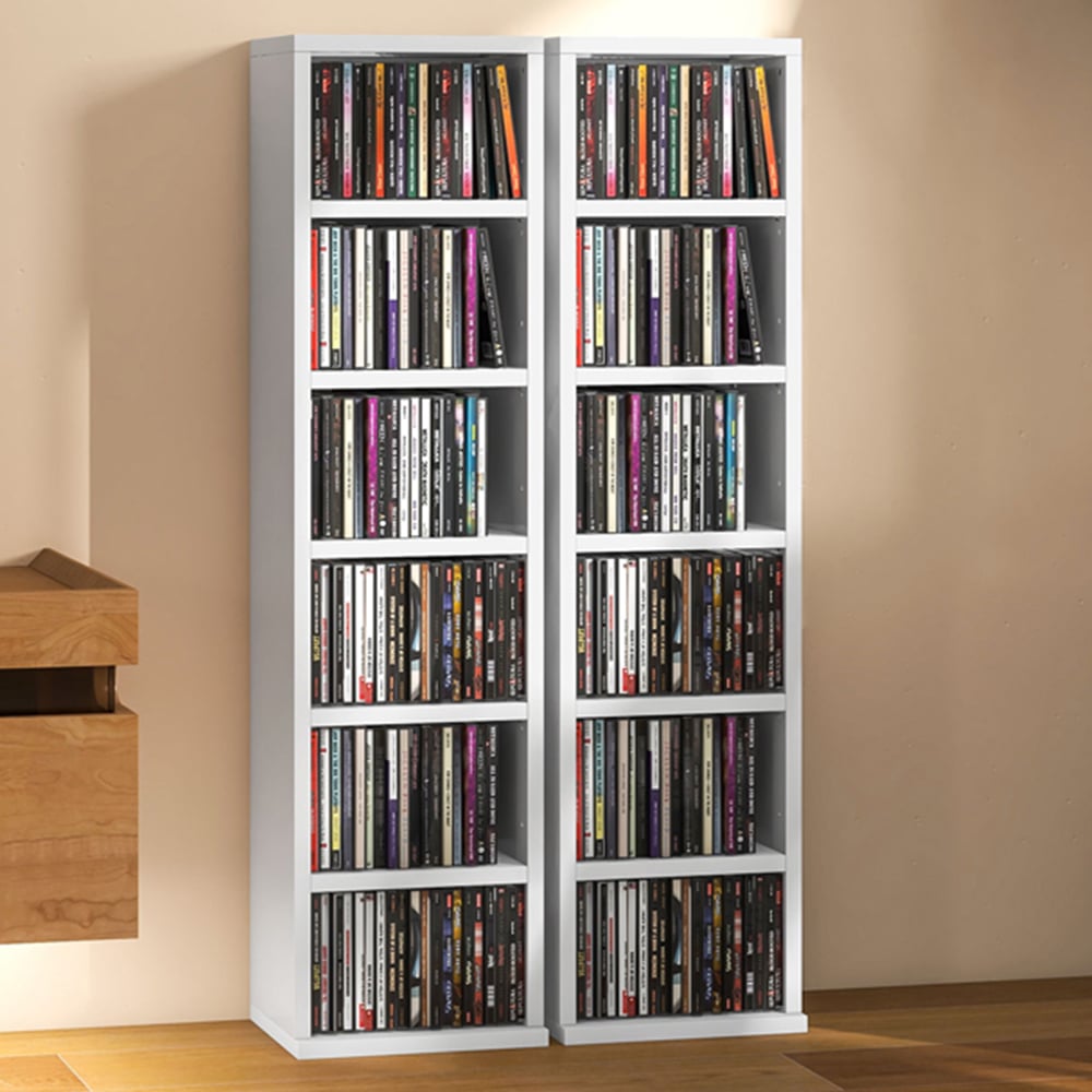 Portland High Gloss White CD and DVD Storage Unit 2 Pack Image 1