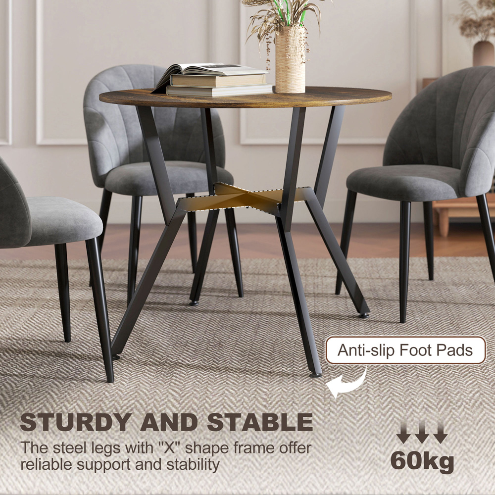 Portland 2 Seater Rustic Brown Wood Effect Small Dining Table Image 5