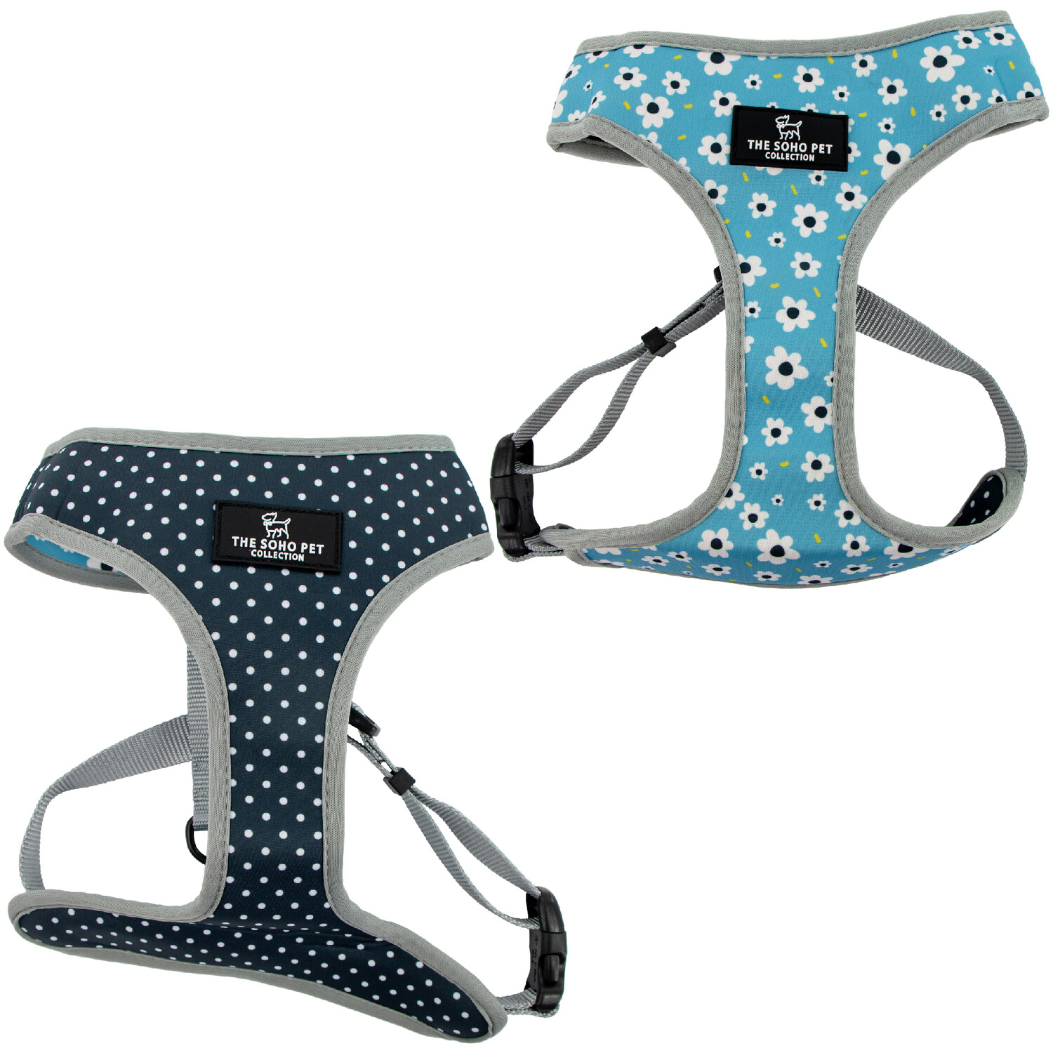 Daisy and Polka Dot Reversible Harness Blue 43 76 cm Image