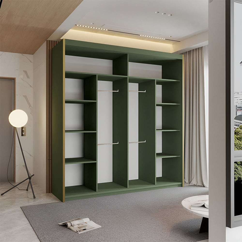 Sliding Wardrobes 4U Pesto 2 Sliding Door Green Modern Wardrobe Image 3