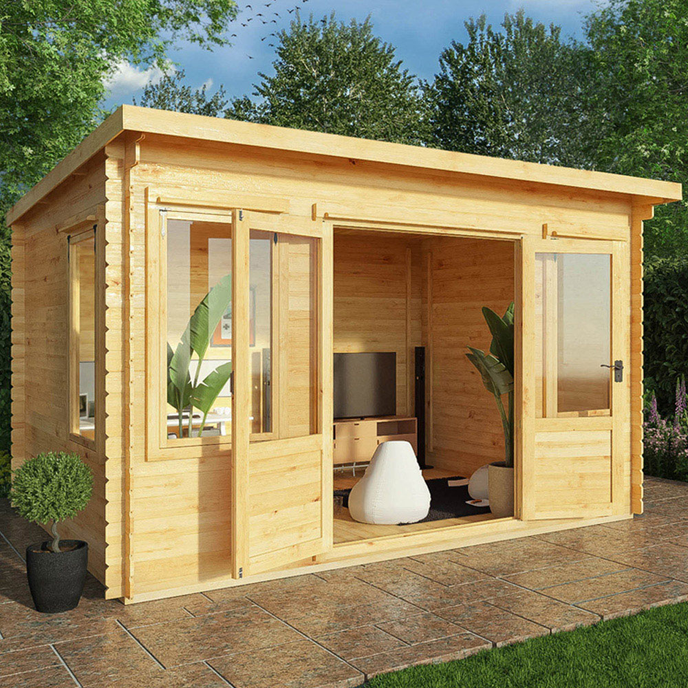 Mercia 13.1 x 9.8ft Double Door Wooden Pent Log Cabin Image 2