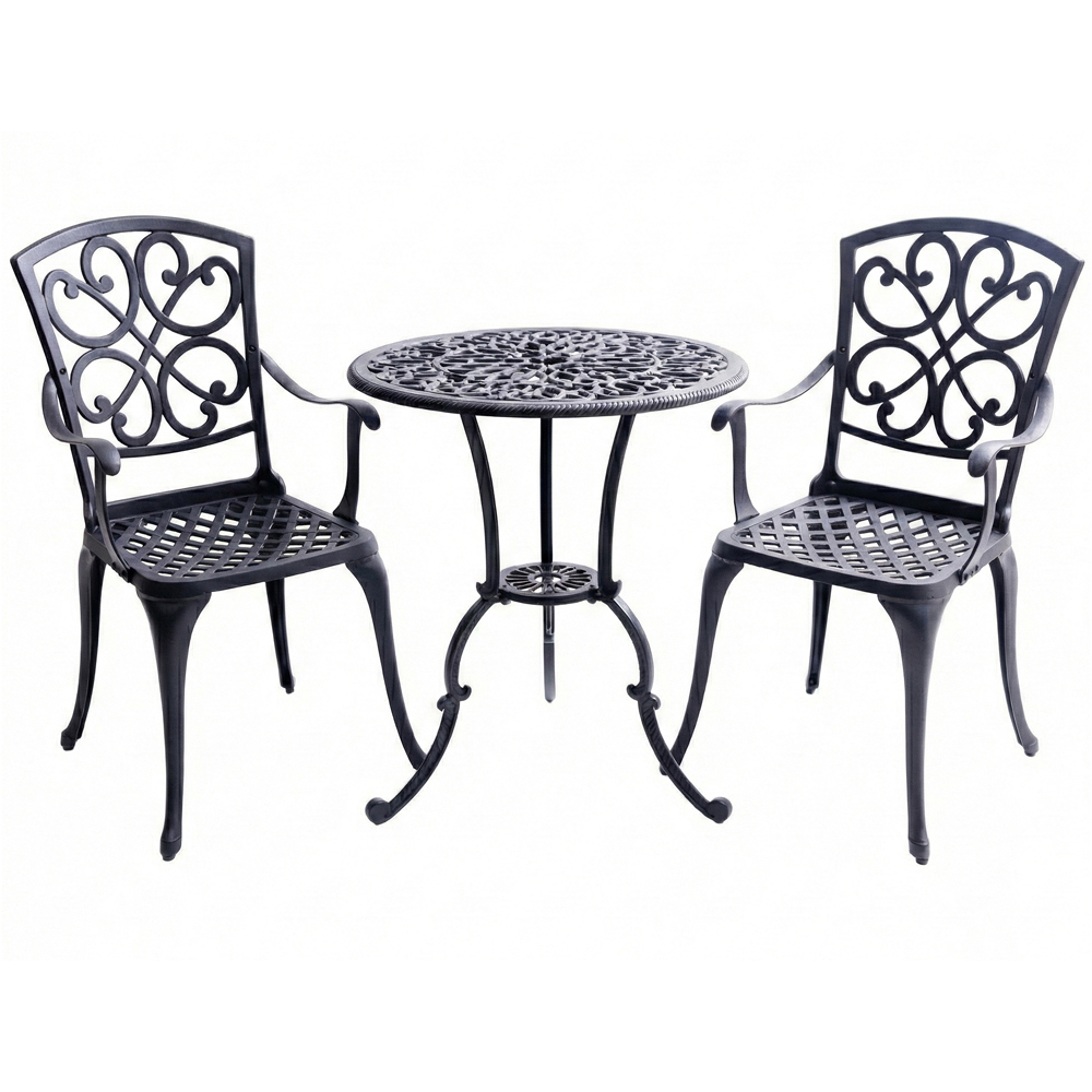 Centurion Vivaldi 2 Seater Black Aluminium Garden Bistro Set Image 2