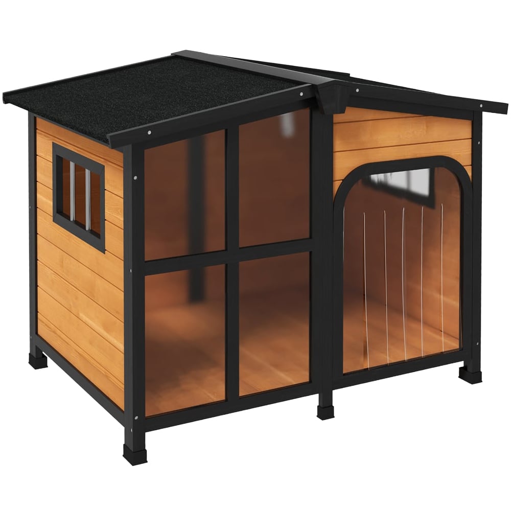 PawHut Wooden Yellow Dog Kennel with Removable Floor Image 1