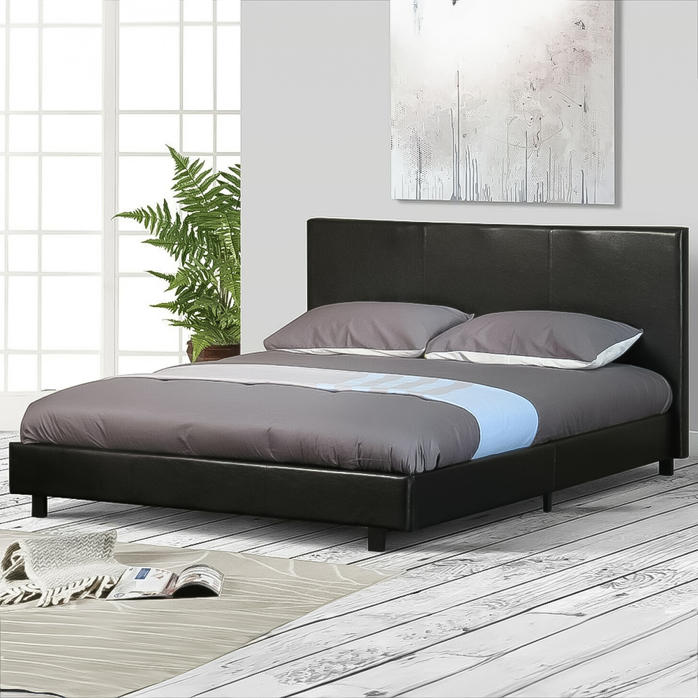 Brooklyn King Size Black Faux Leather Bed Frame Image